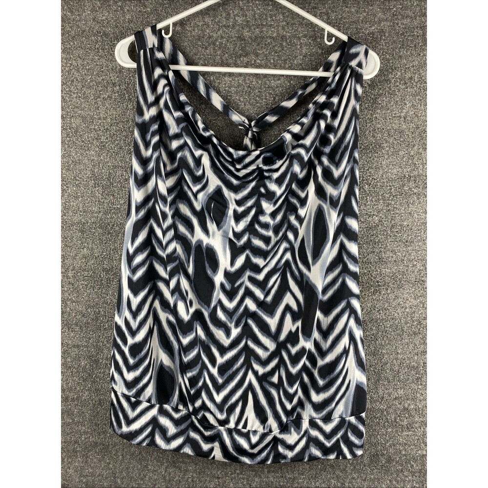 Kiwi Womens Plus Sz 2X Black & white Sleeveless Racerback Stretchy Summer Top